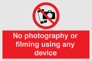 No photography or filming using any device